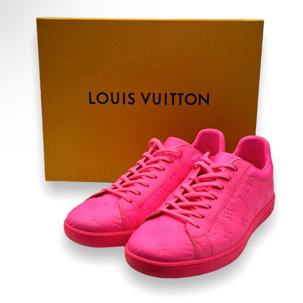 RARE preloved Louis Vuitton's Luxembourg PINK MONOGRAM sneakers 8.5 US men’s